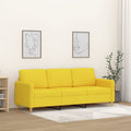 vidaXL Sofa 3-osobowa, jasnożółta, 180 cm, tapicerowana tkaniną