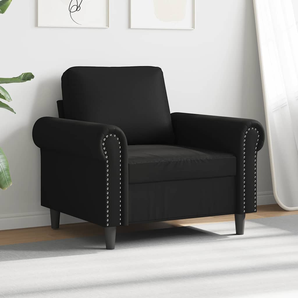 vidaXL Fotel, czarny, 60 cm, obity sztuczną skórą