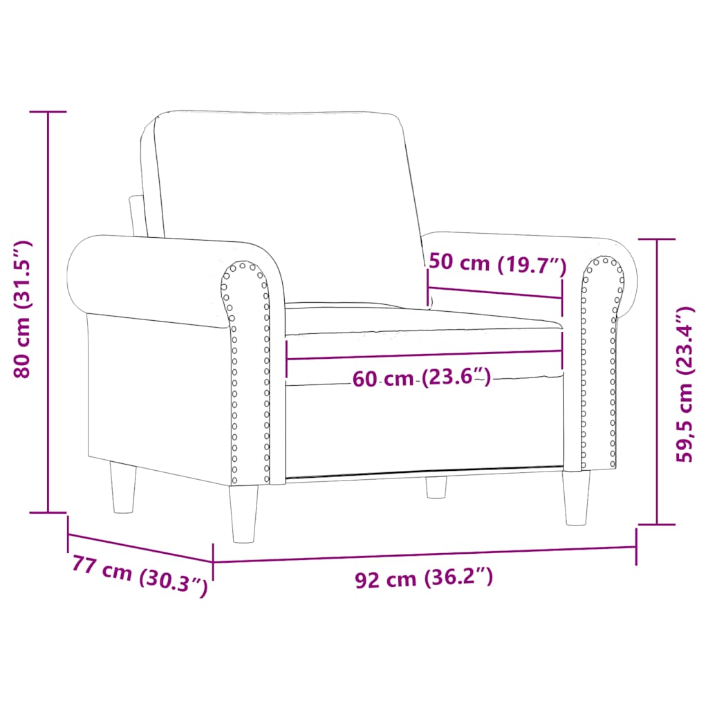 vidaXL Fotel, czarny, 60 cm, obity sztuczną skórą
