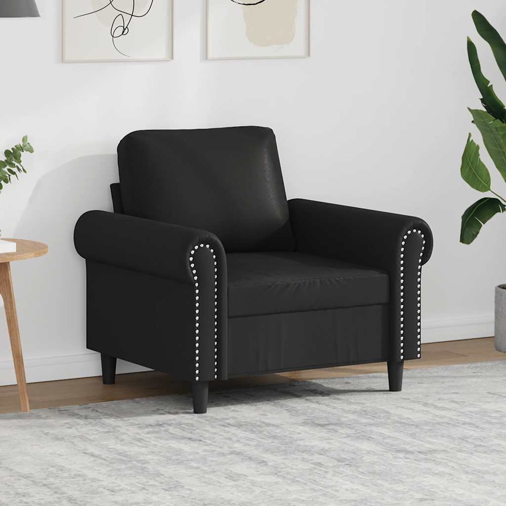 vidaXL Fotel, czarny, 60 cm, obity sztuczną skórą