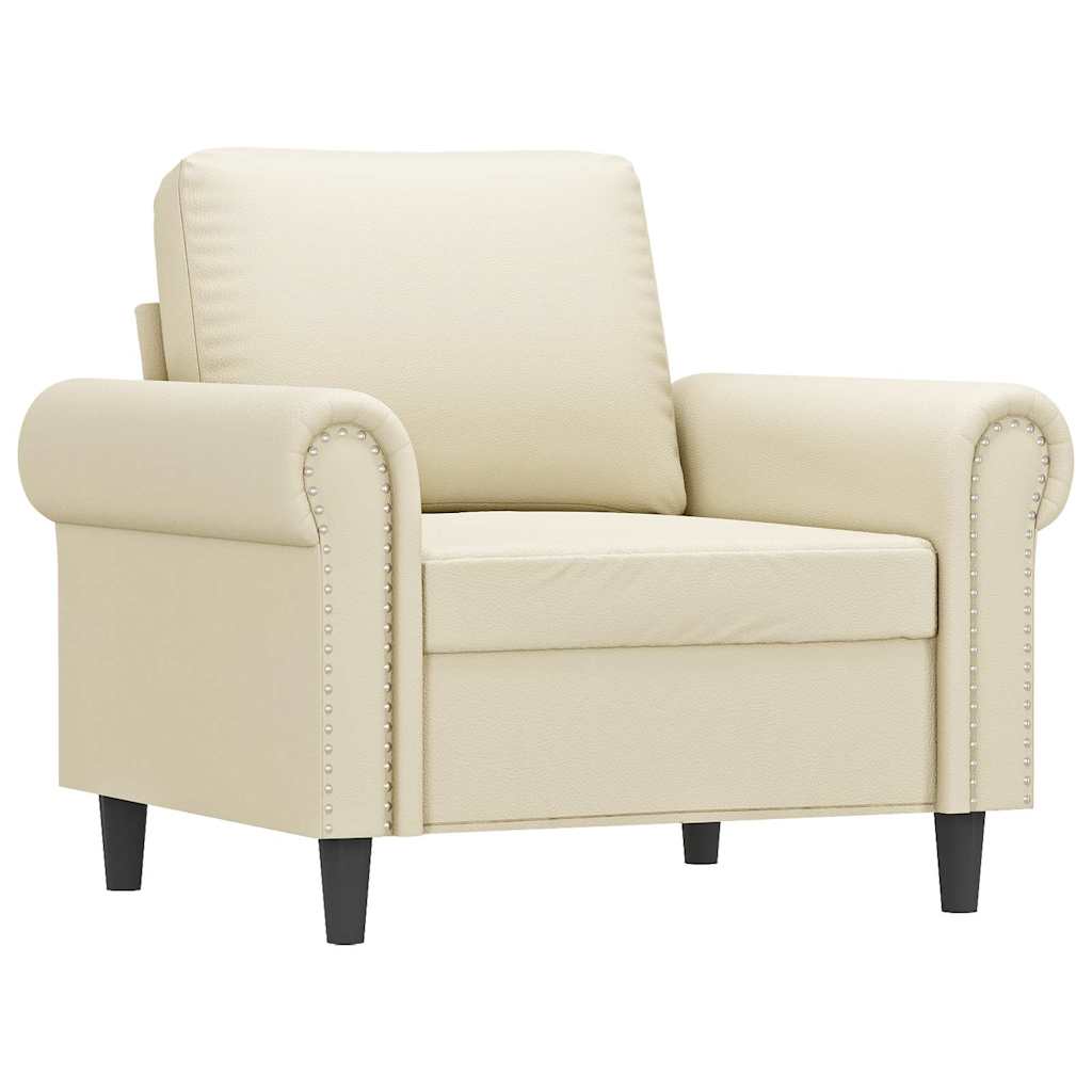 vidaXL Fotel, kremowy, 60 cm, obity sztuczną skórą
