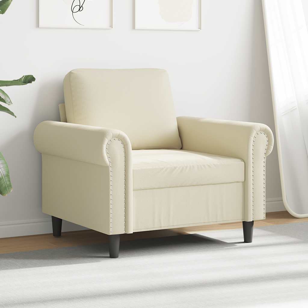 vidaXL Fotel, kremowy, 60 cm, obity sztuczną skórą