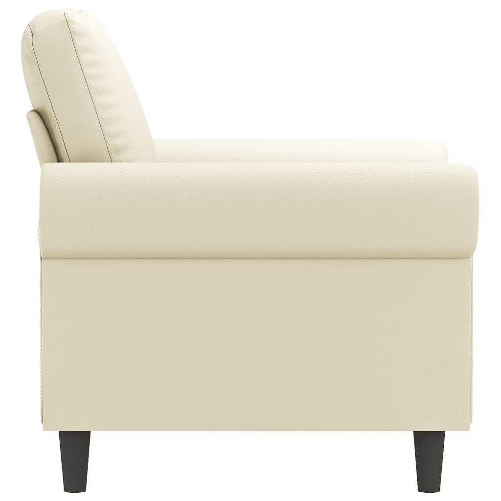 vidaXL Fotel, kremowy, 60 cm, obity sztuczną skórą