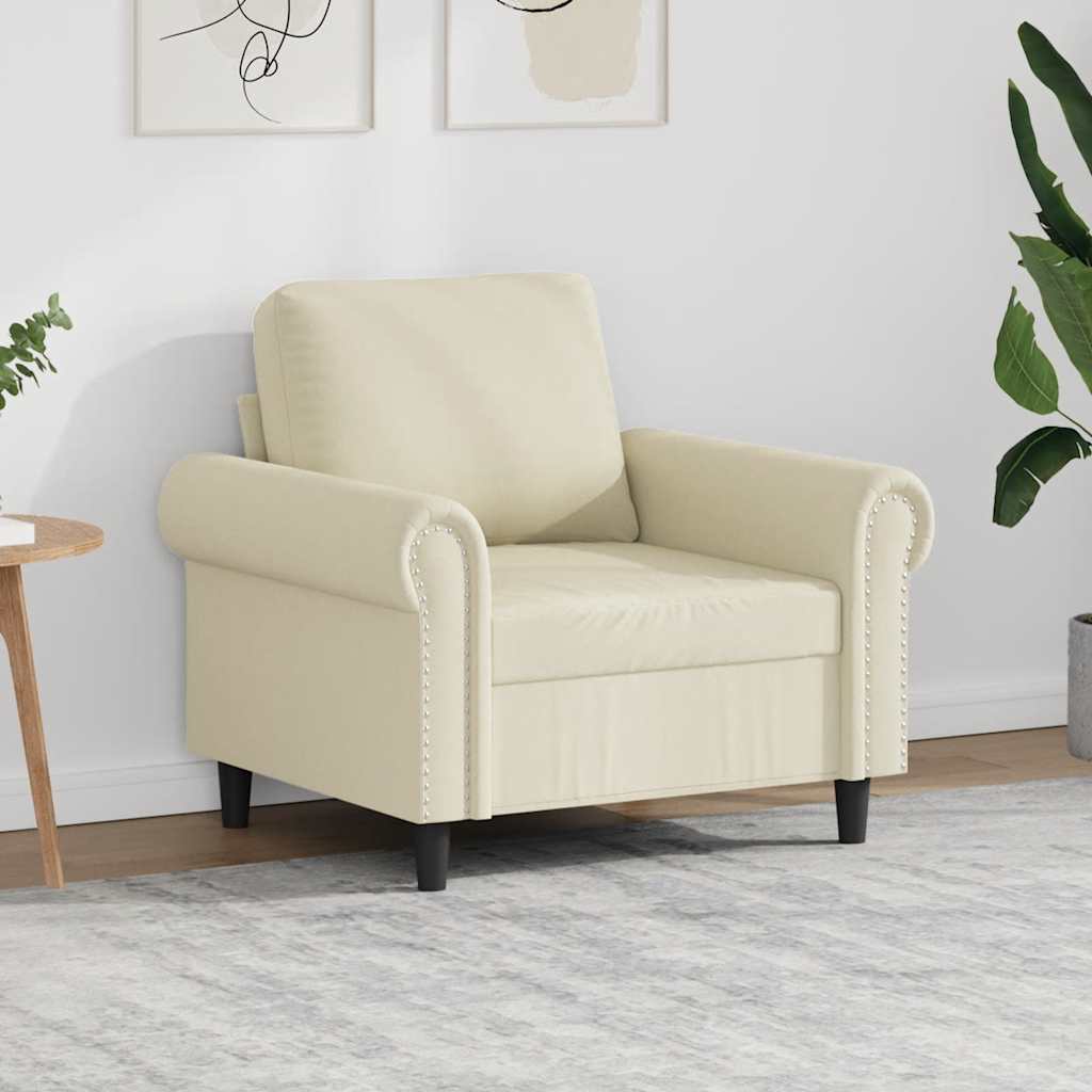 vidaXL Fotel, kremowy, 60 cm, obity sztuczną skórą