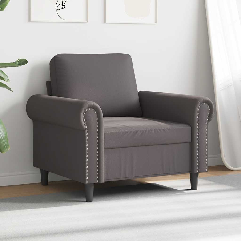 vidaXL Fotel, szary, 60 cm, obity sztuczną skórą