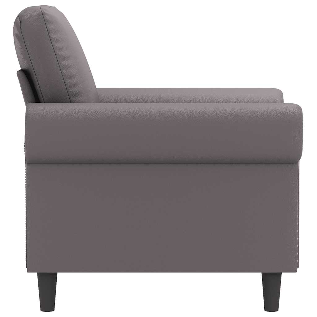 vidaXL Fotel, szary, 60 cm, obity sztuczną skórą