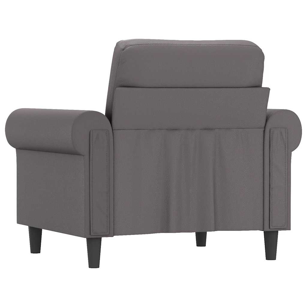 vidaXL Fotel, szary, 60 cm, obity sztuczną skórą