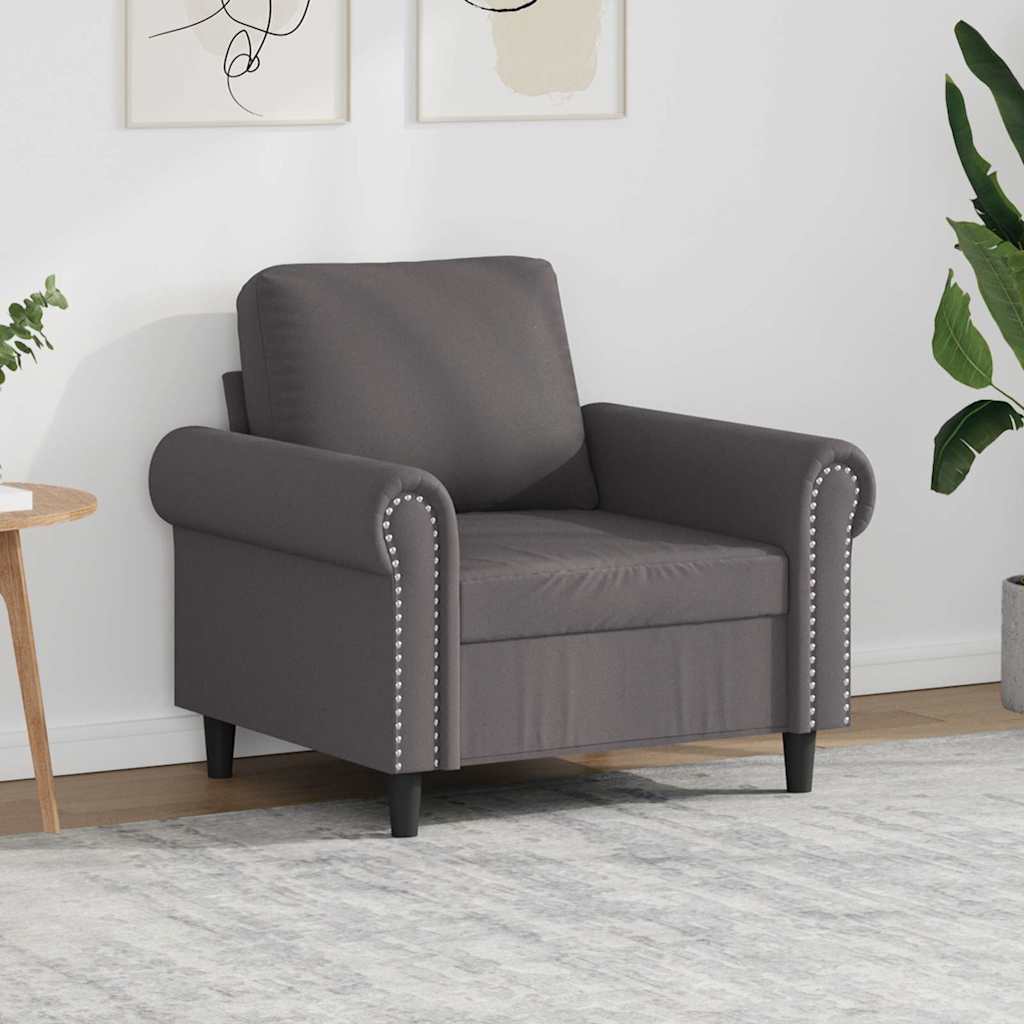 vidaXL Fotel, szary, 60 cm, obity sztuczną skórą