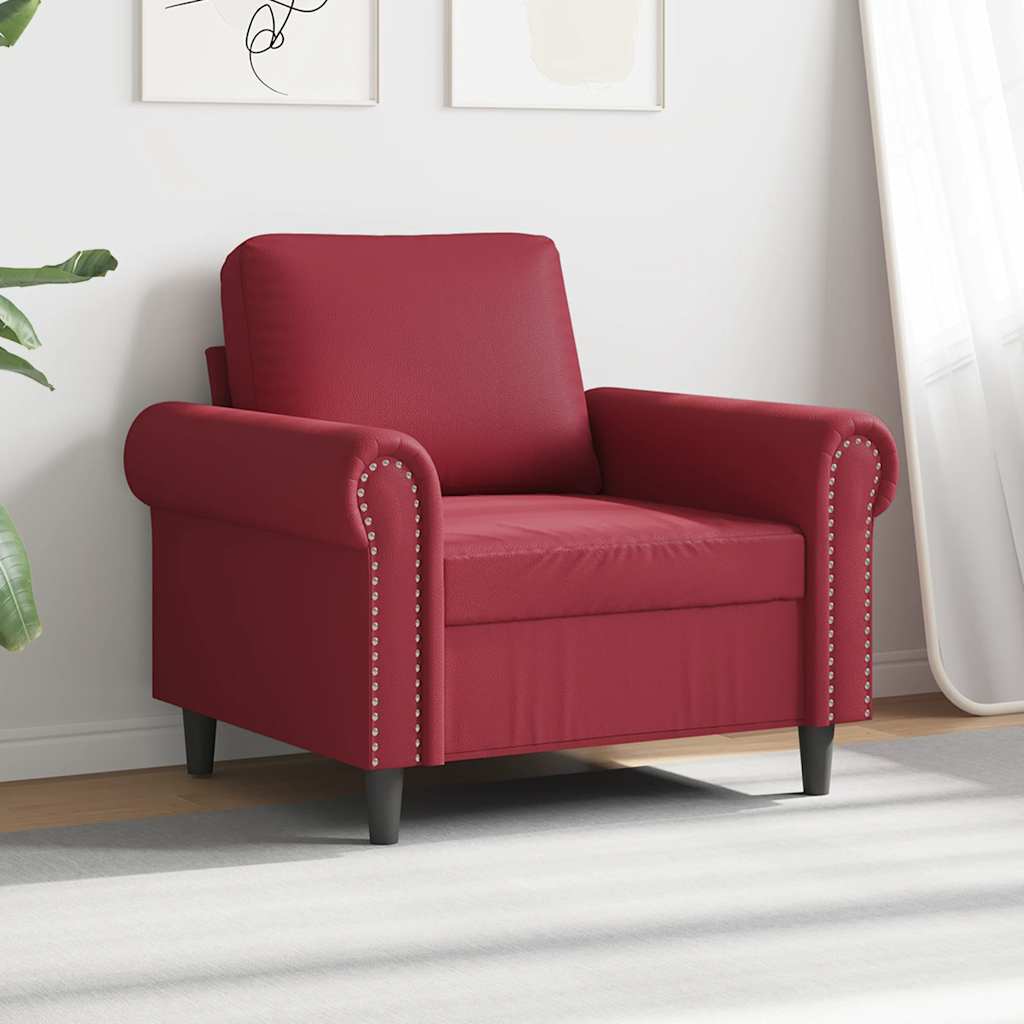 vidaXL Fotel, winna czerwień, 60 cm, obity sztuczną skórą