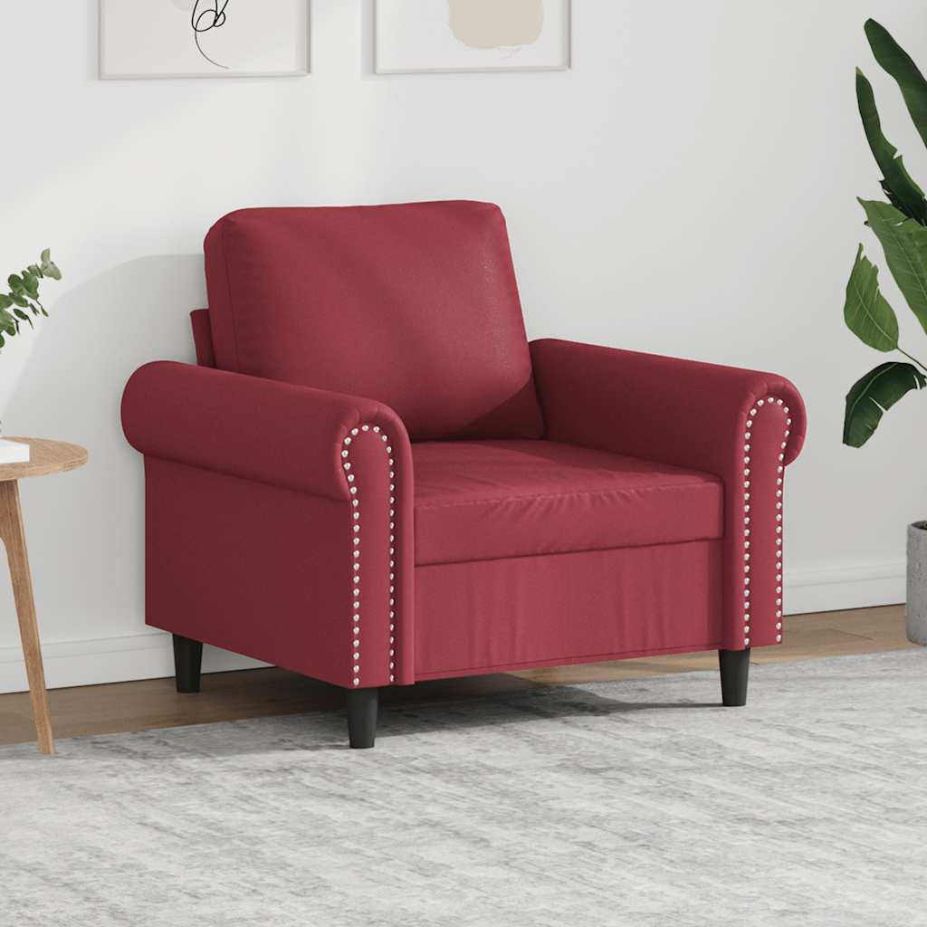 vidaXL Fotel, winna czerwień, 60 cm, obity sztuczną skórą