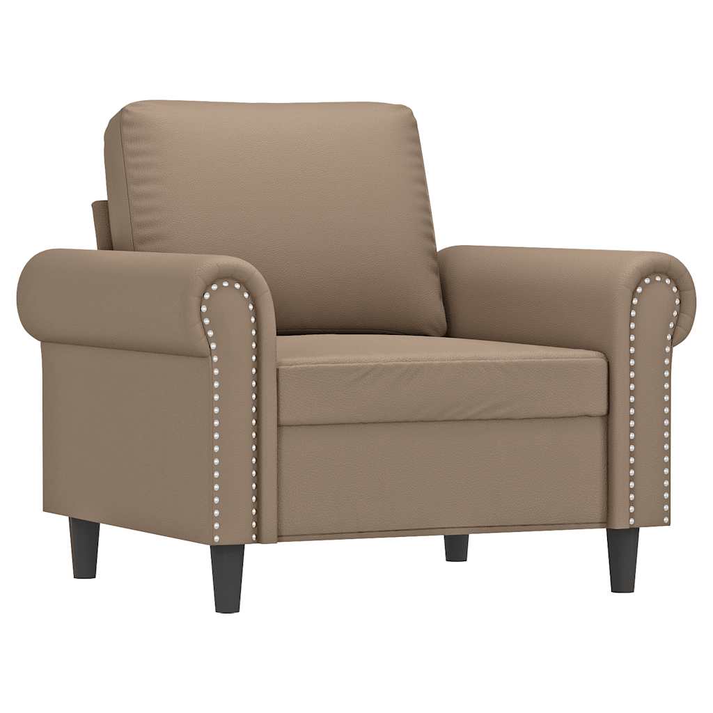 vidaXL Fotel, kolor cappuccino, 60 cm, obity sztuczną skórą