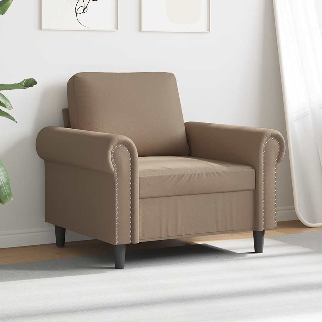 vidaXL Fotel, kolor cappuccino, 60 cm, obity sztuczną skórą