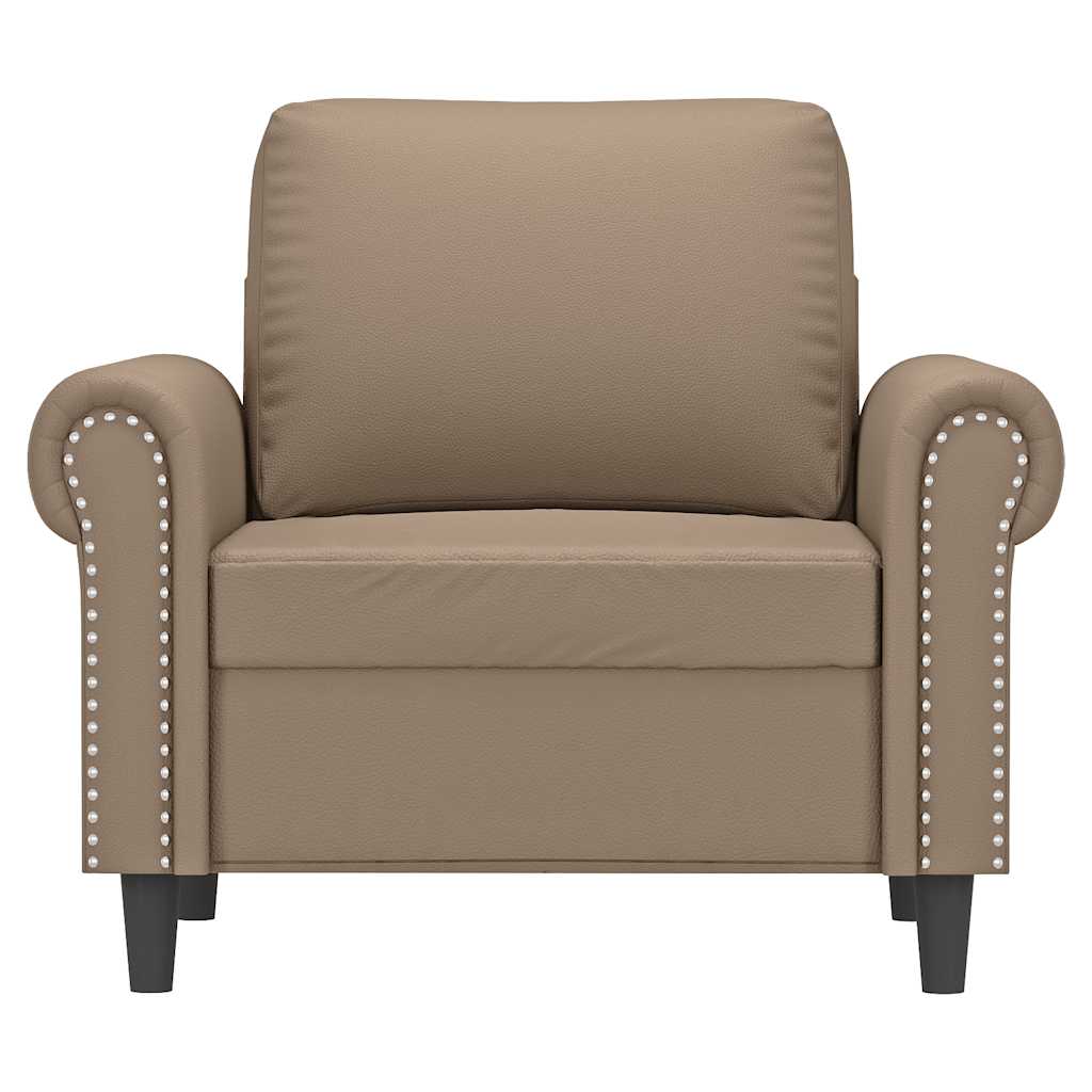 vidaXL Fotel, kolor cappuccino, 60 cm, obity sztuczną skórą
