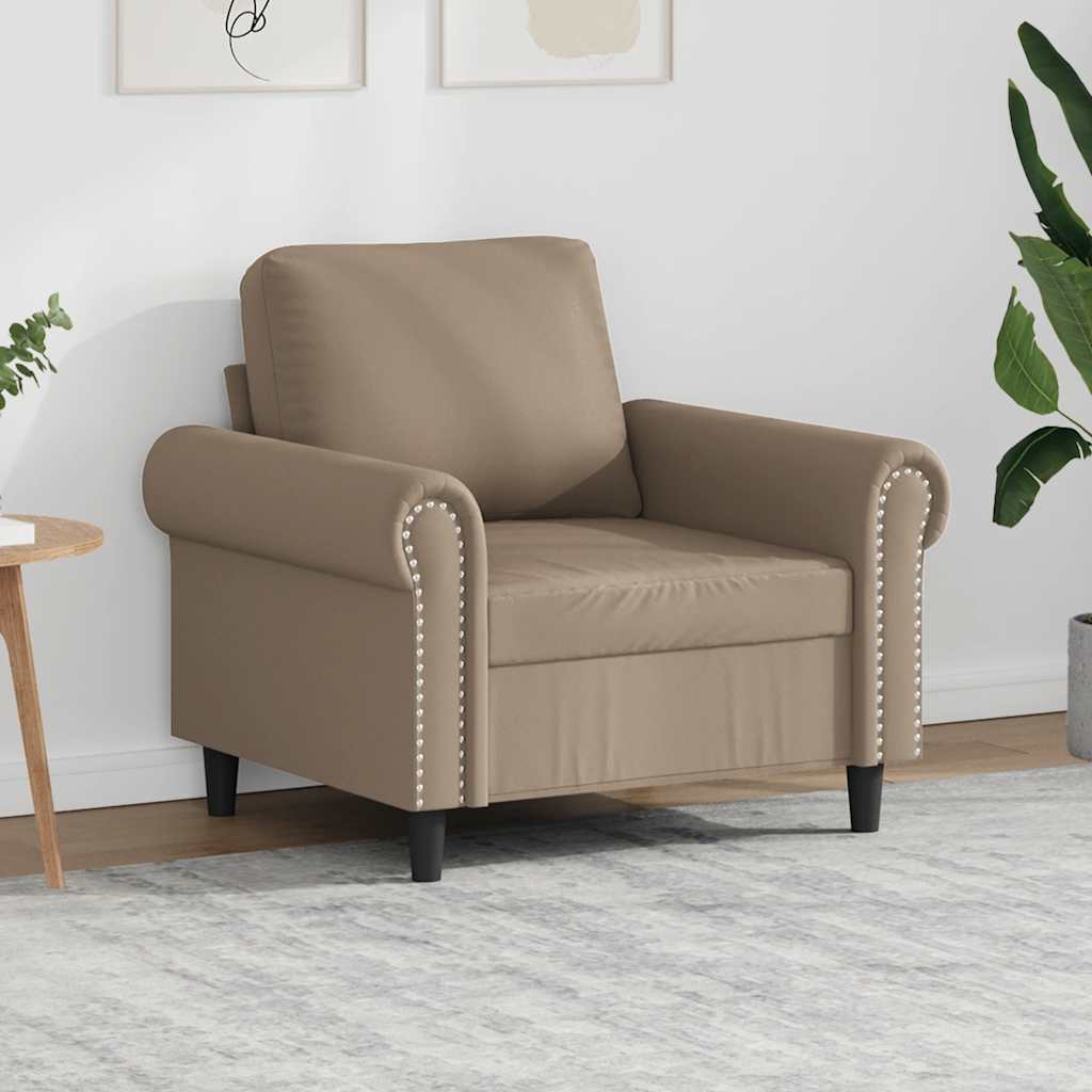vidaXL Fotel, kolor cappuccino, 60 cm, obity sztuczną skórą