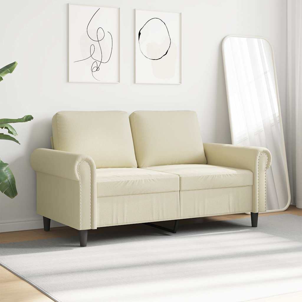 vidaXL 2-osobowa sofa, kremowy, 120 cm, sztuczna skóra