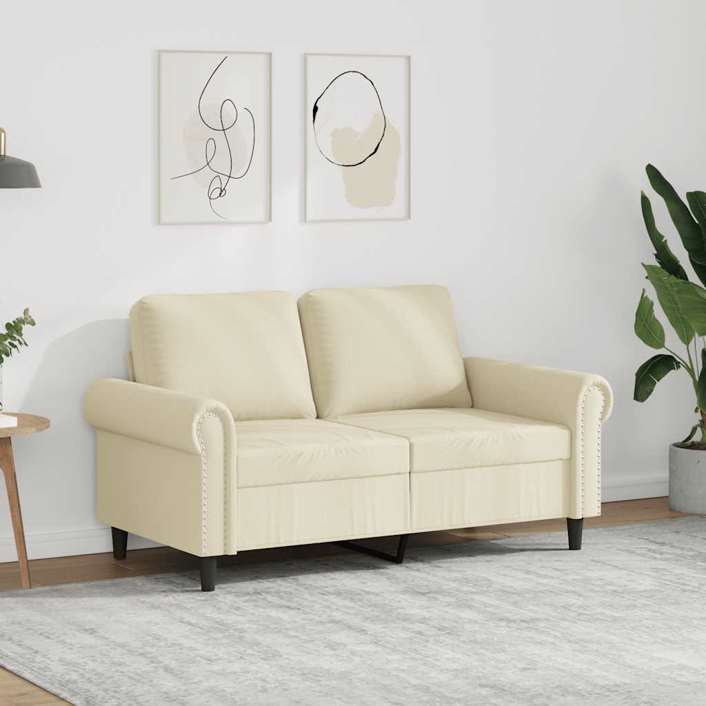 vidaXL 2-osobowa sofa, kremowy, 120 cm, sztuczna skóra