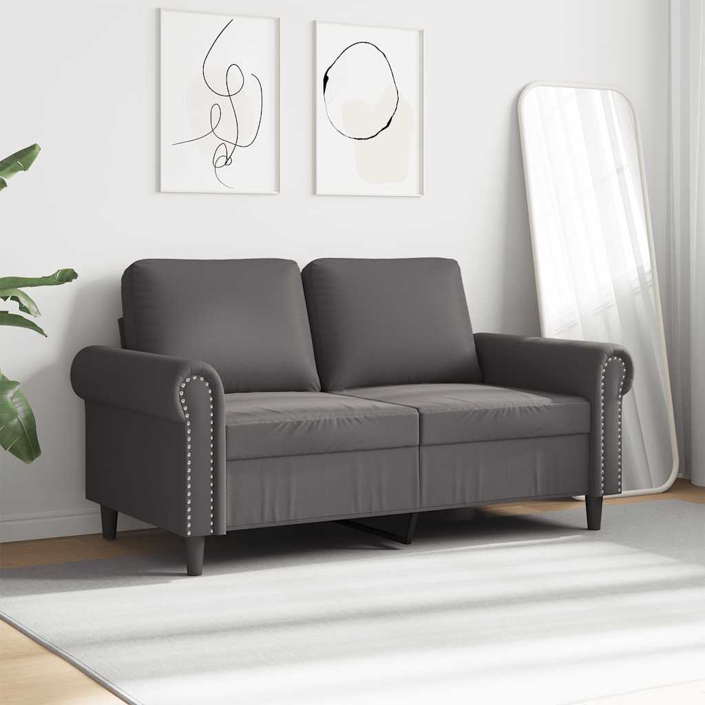 vidaXL 2-osobowa sofa, szary, 120 cm, sztuczna skóra