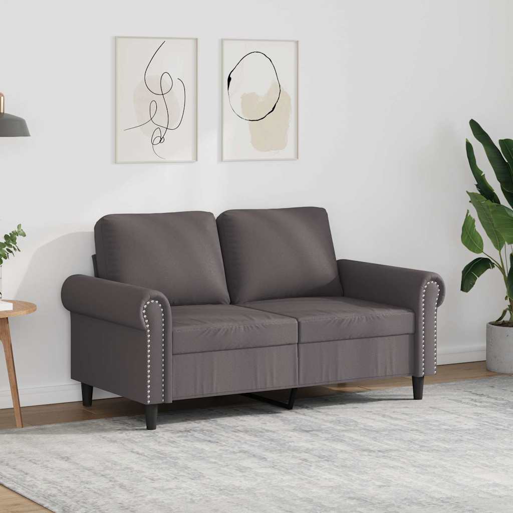 vidaXL 2-osobowa sofa, szary, 120 cm, sztuczna skóra
