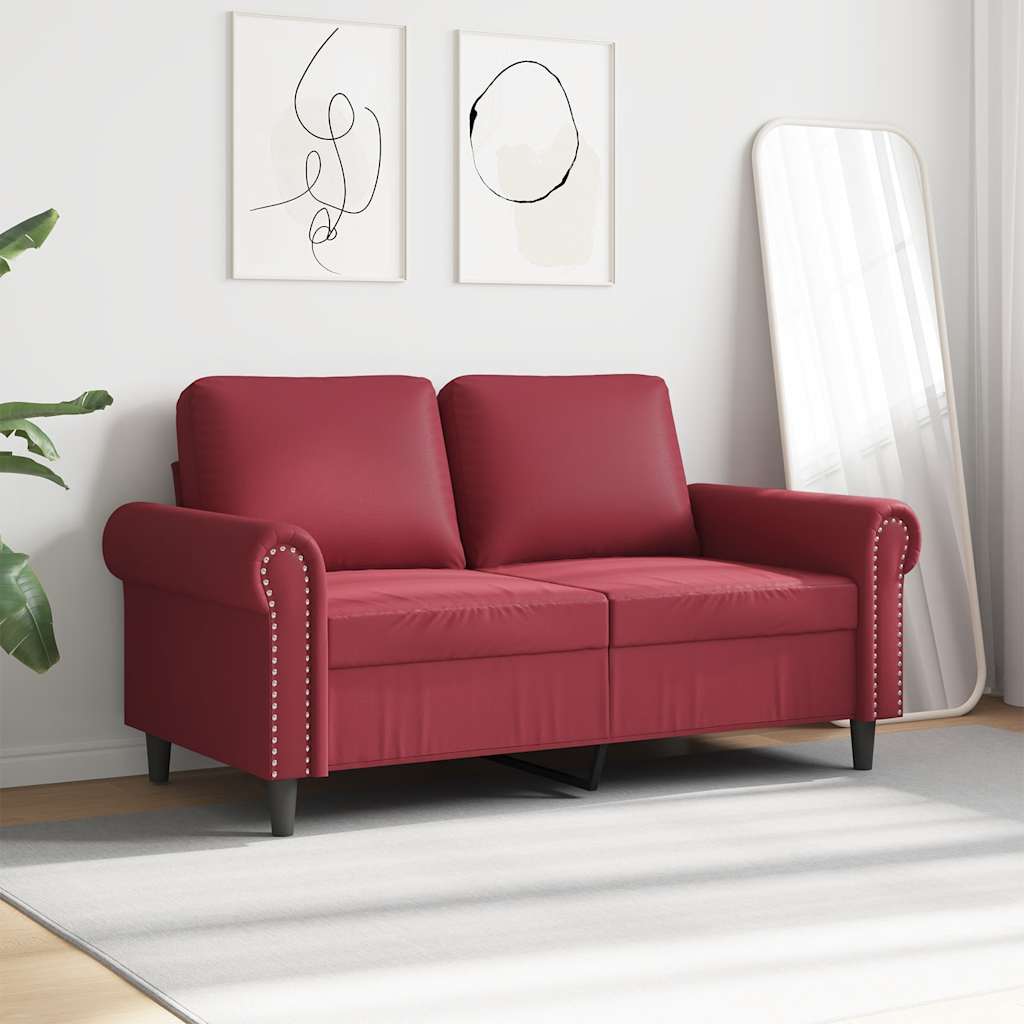 vidaXL 2-osobowa sofa, winna czerwień, 120 cm, sztuczna skóra