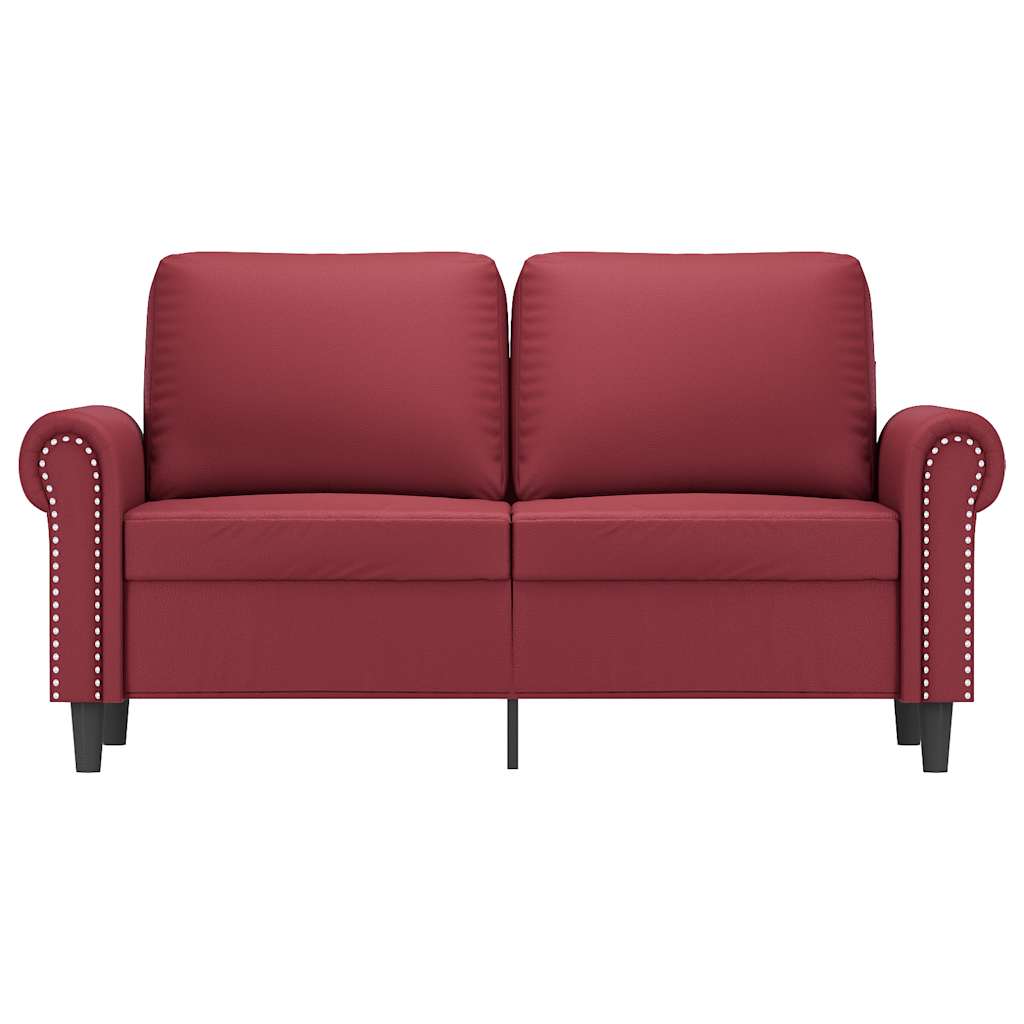 vidaXL 2-osobowa sofa, winna czerwień, 120 cm, sztuczna skóra