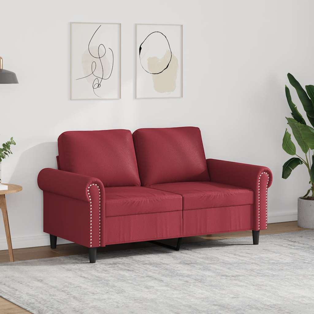 vidaXL 2-osobowa sofa, winna czerwień, 120 cm, sztuczna skóra