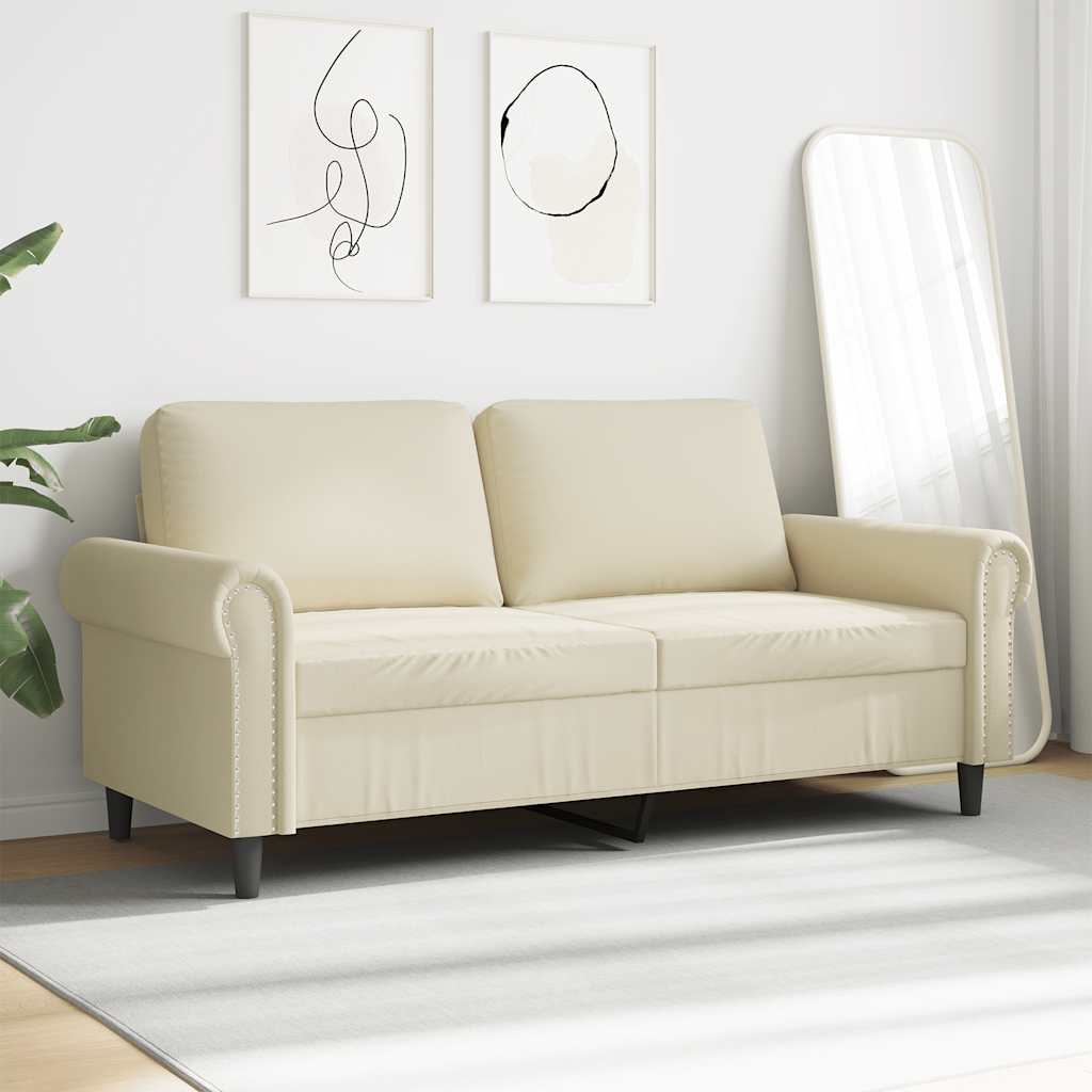 vidaXL 2-osobowa sofa, kremowy, 140 cm, sztuczna skóra