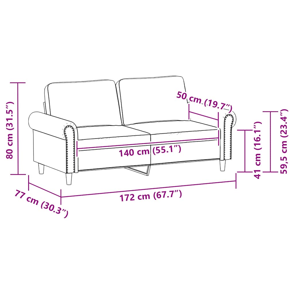 vidaXL 2-osobowa sofa, kremowy, 140 cm, sztuczna skóra