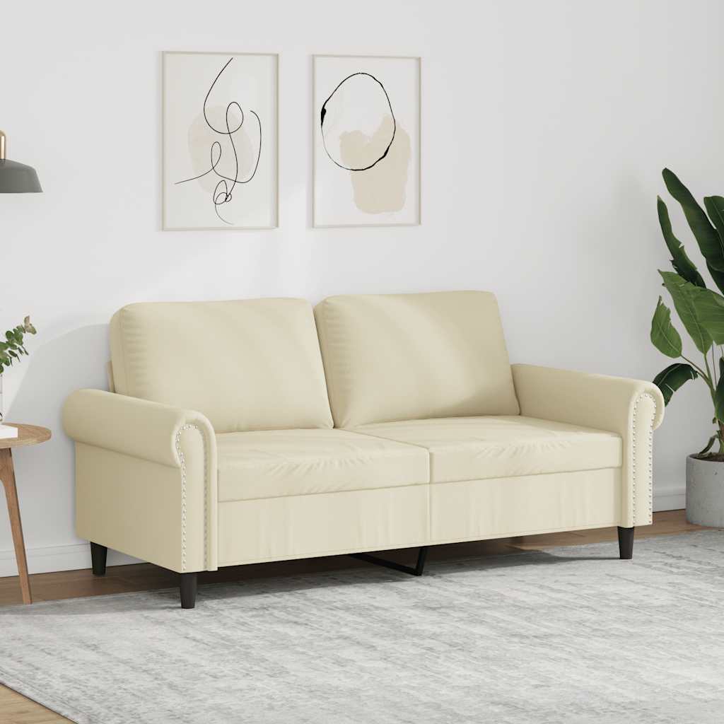 vidaXL 2-osobowa sofa, kremowy, 140 cm, sztuczna skóra