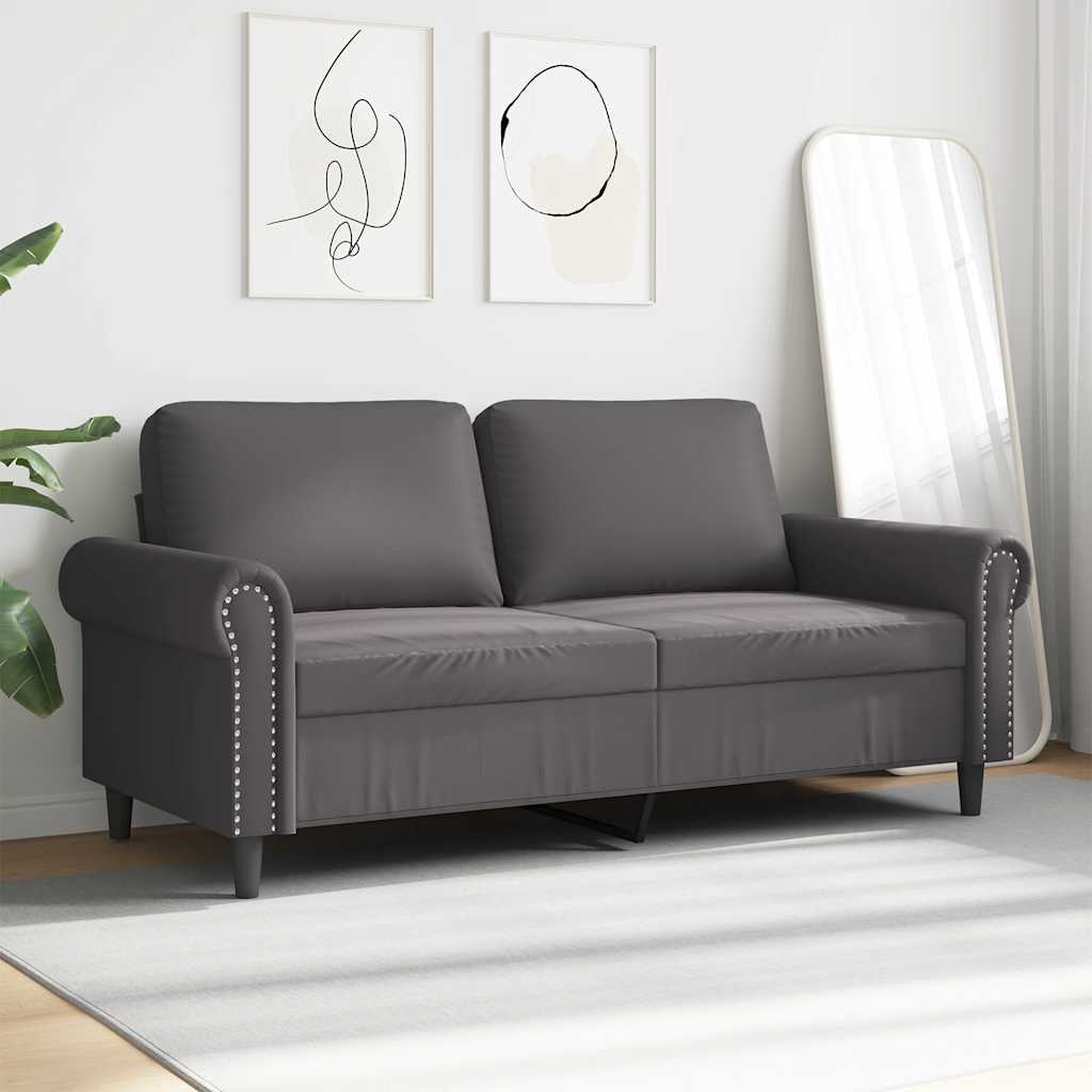 vidaXL 2-osobowa sofa, szary, 140 cm, sztuczna skóra
