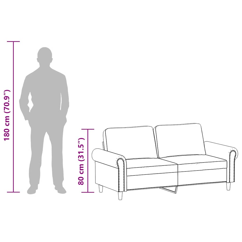 vidaXL 2-osobowa sofa, szary, 140 cm, sztuczna skóra