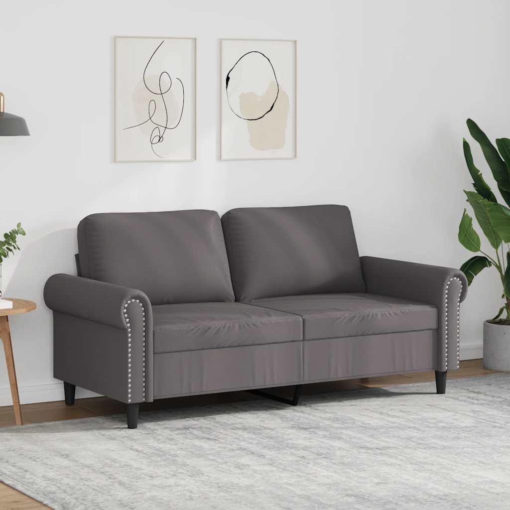 vidaXL 2-osobowa sofa, szary, 140 cm, sztuczna skóra