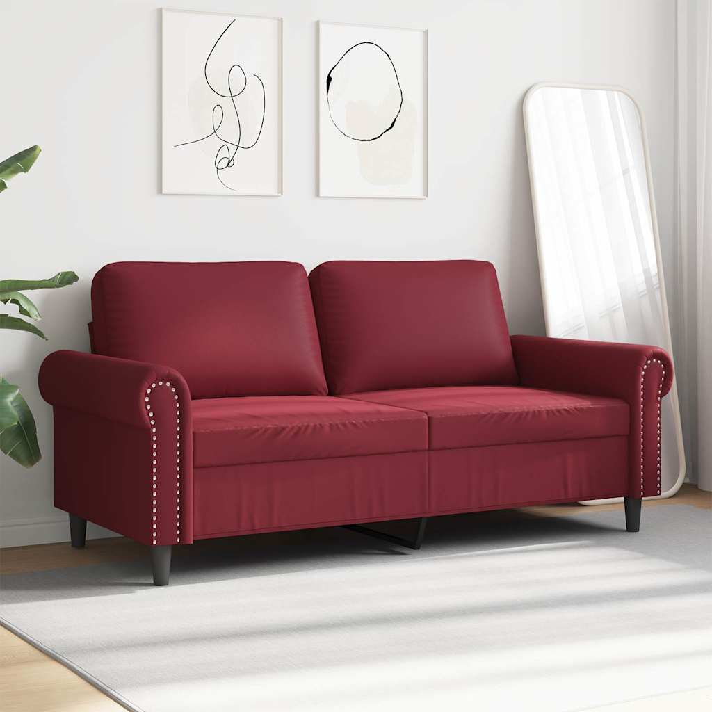 vidaXL 2-osobowa sofa, winna czerwień, 140 cm, sztuczna skóra