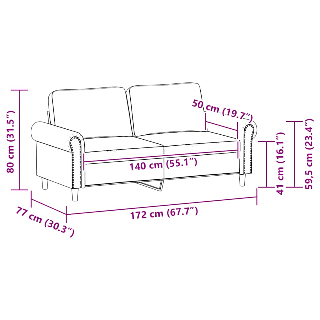 vidaXL 2-osobowa sofa, winna czerwień, 140 cm, sztuczna skóra