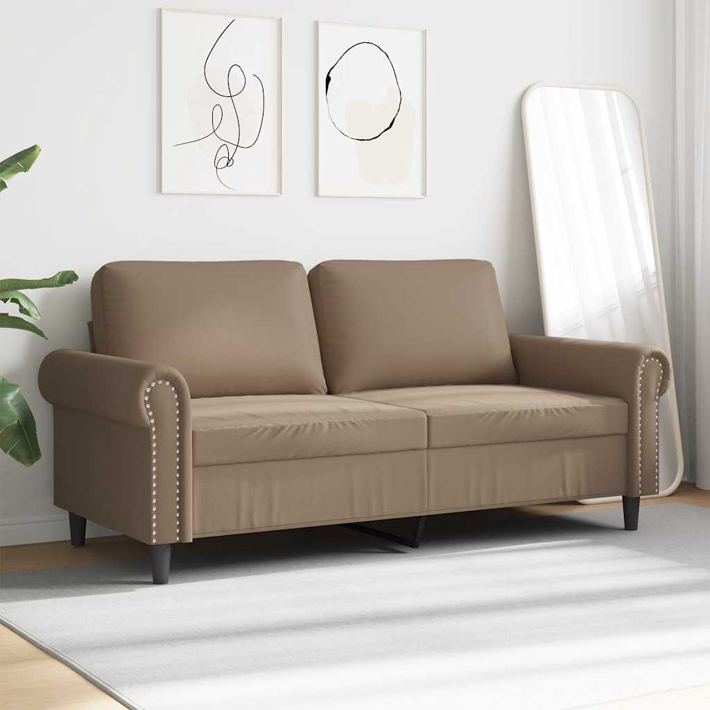 vidaXL 2-osobowa sofa, kolor cappuccino, 140 cm, sztuczna skóra