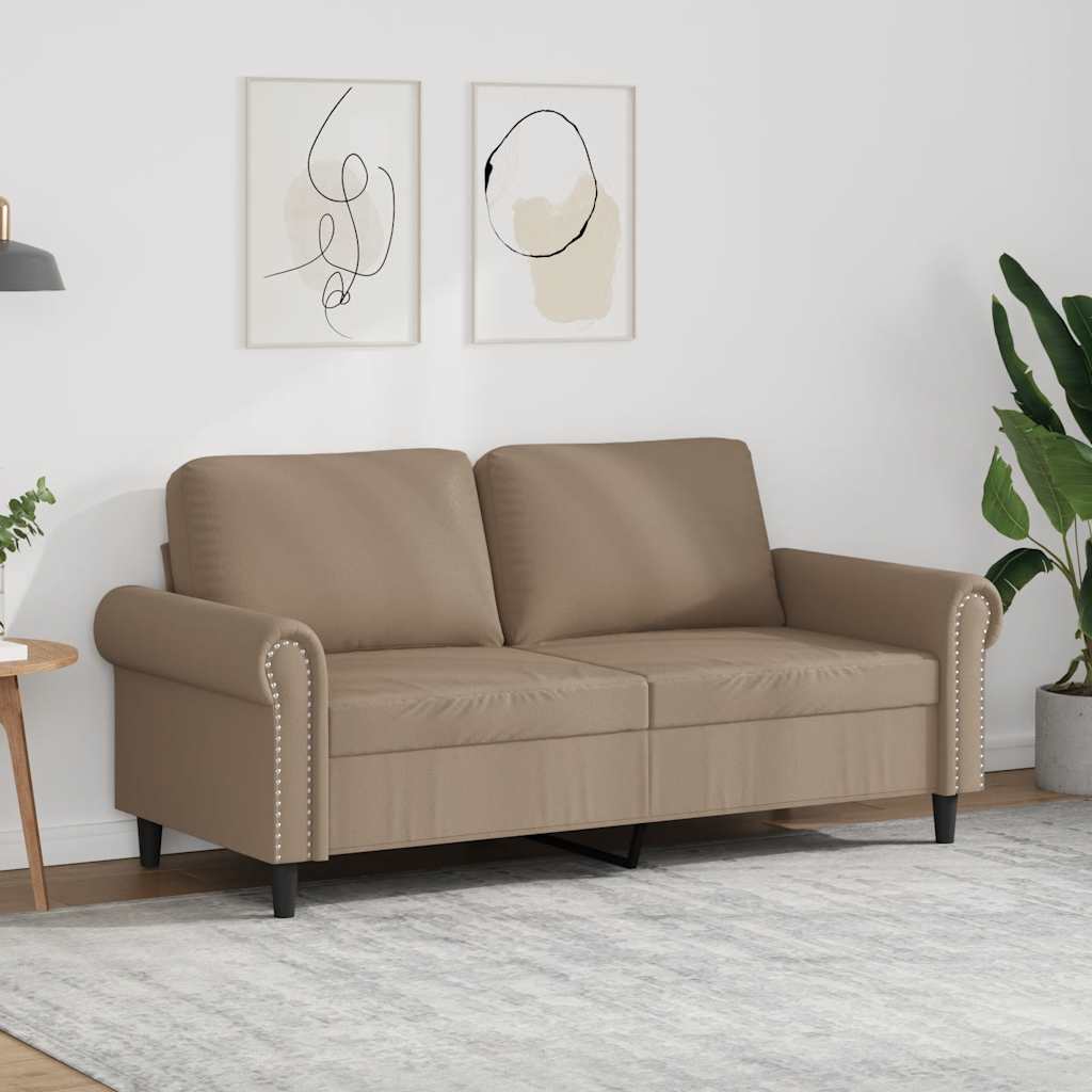 vidaXL 2-osobowa sofa, kolor cappuccino, 140 cm, sztuczna skóra