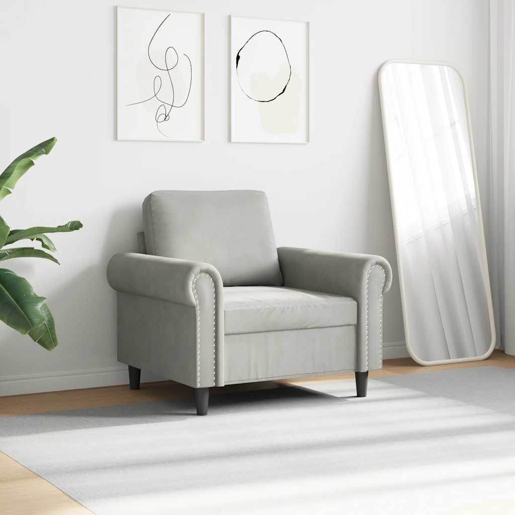 vidaXL Fotel, jasnoszary, 60 cm, obity aksamitem