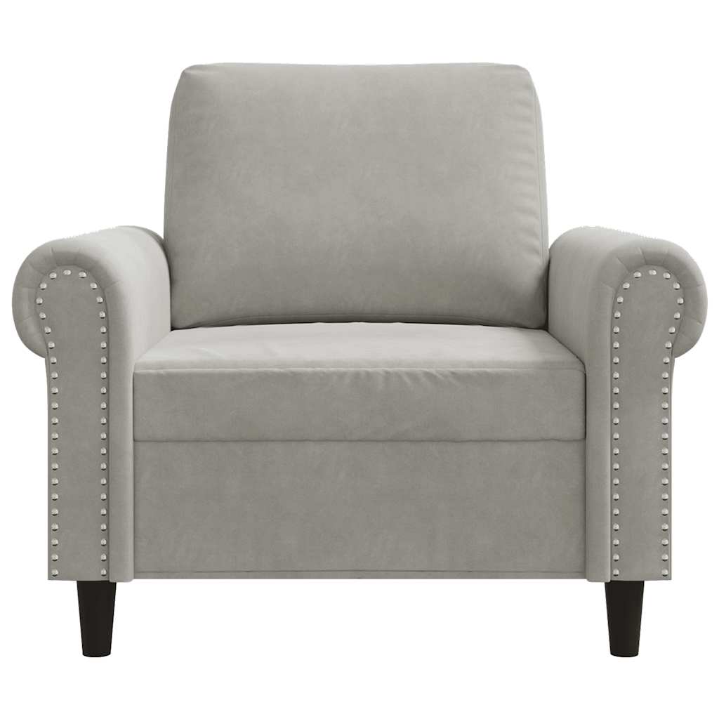 vidaXL Fotel, jasnoszary, 60 cm, obity aksamitem