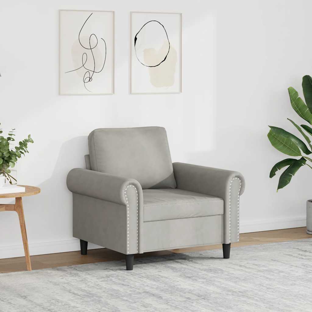 vidaXL Fotel, jasnoszary, 60 cm, obity aksamitem