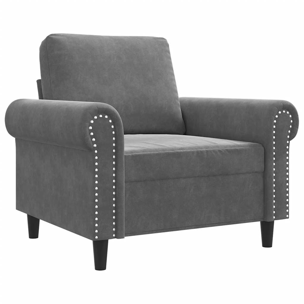 vidaXL Fotel, ciemnoszary, 60 cm, obity aksamitem