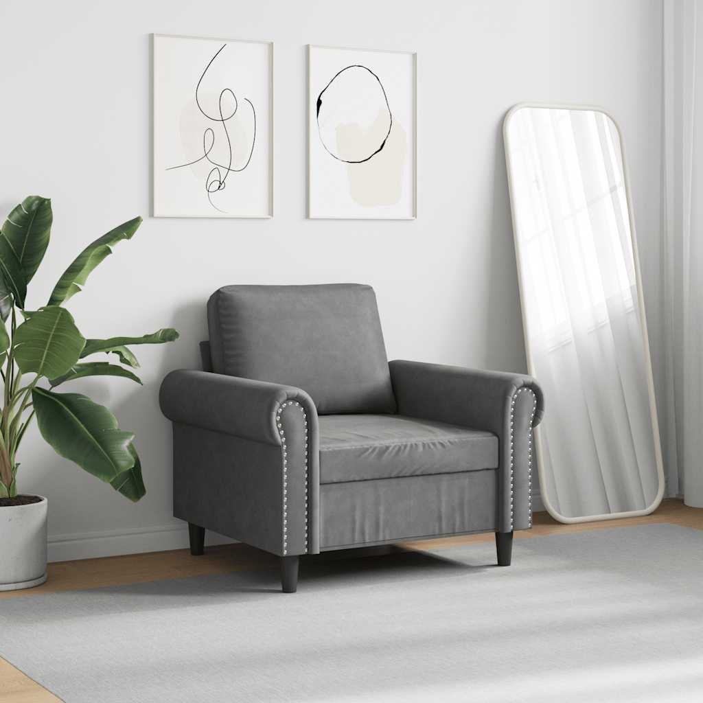 vidaXL Fotel, ciemnoszary, 60 cm, obity aksamitem