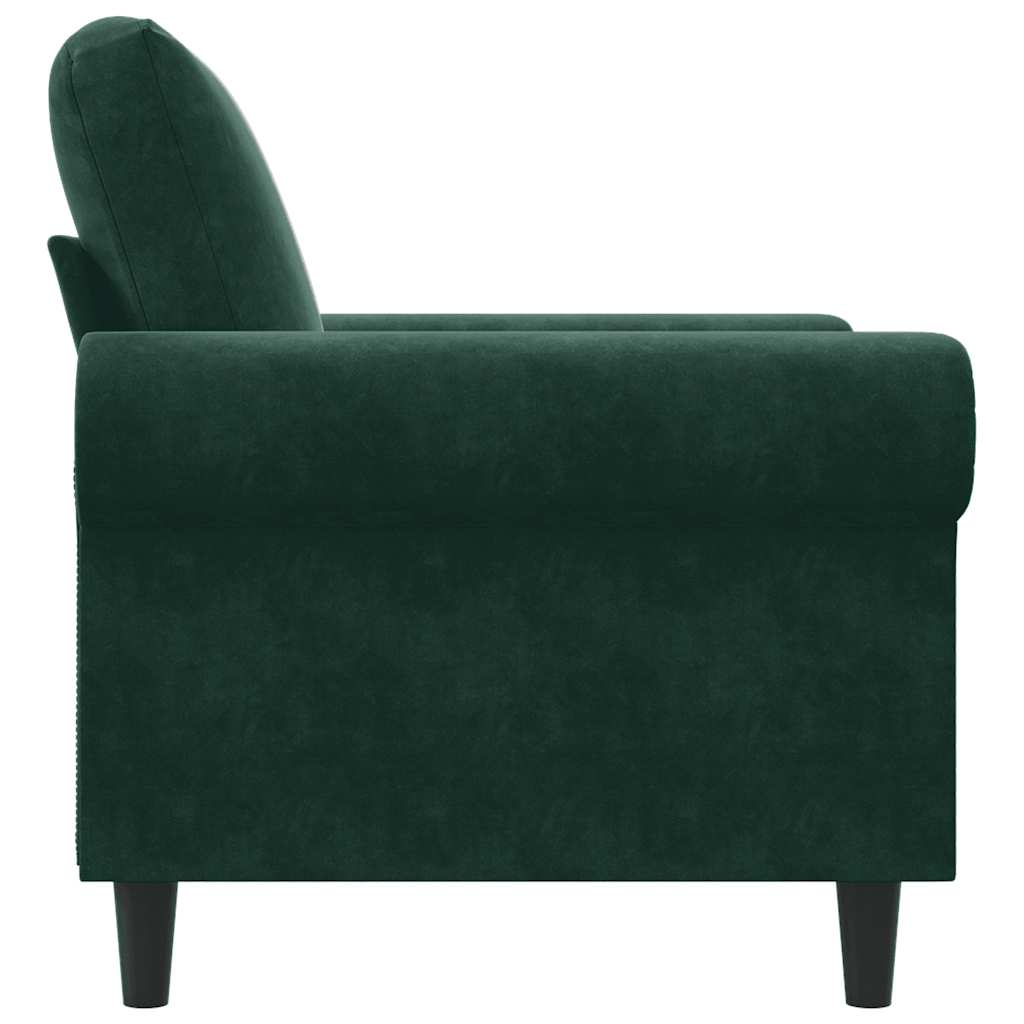 vidaXL Fotel, ciemnozielony, 60 cm, obity aksamitem