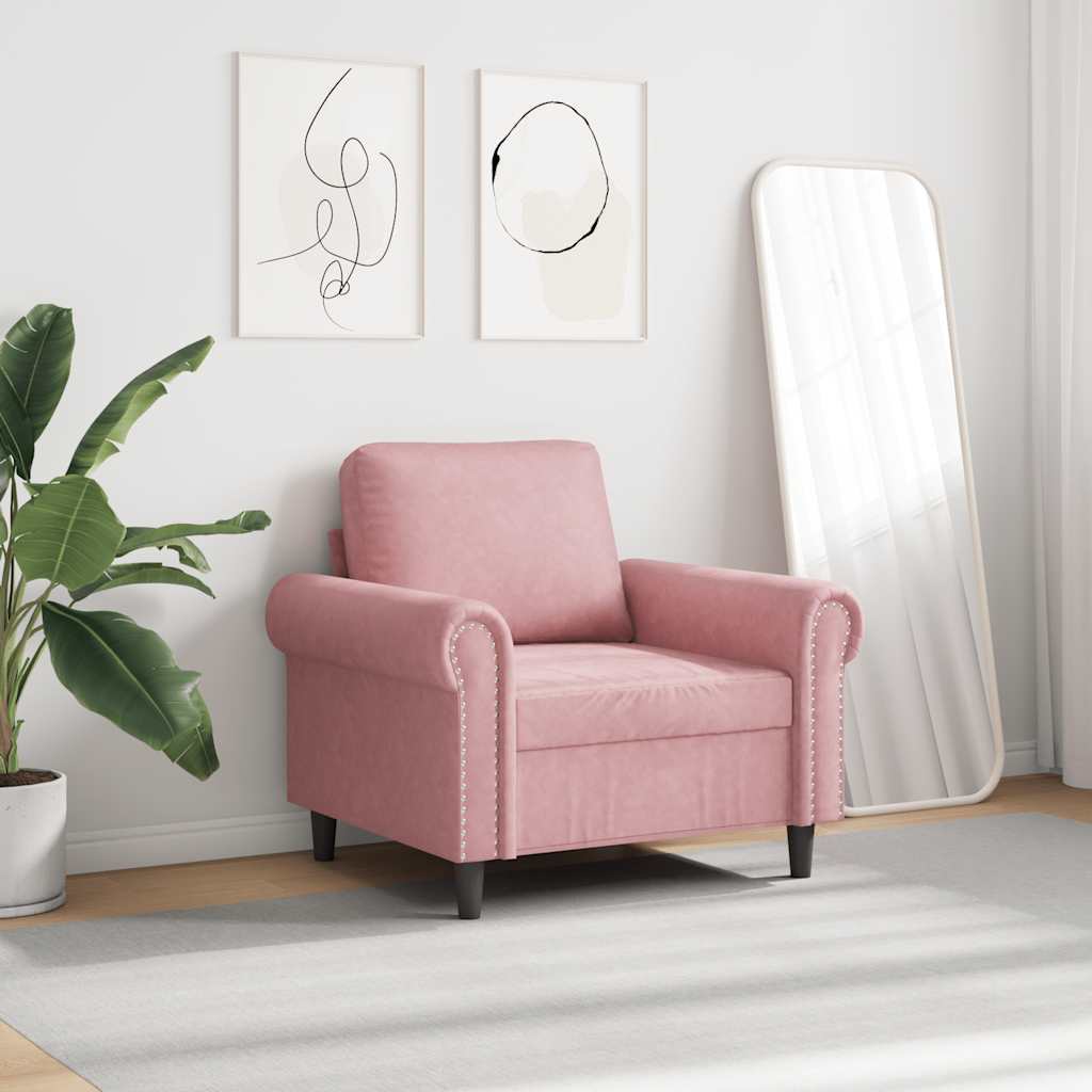 vidaXL Fotel, różowy, 60 cm, obity aksamitem