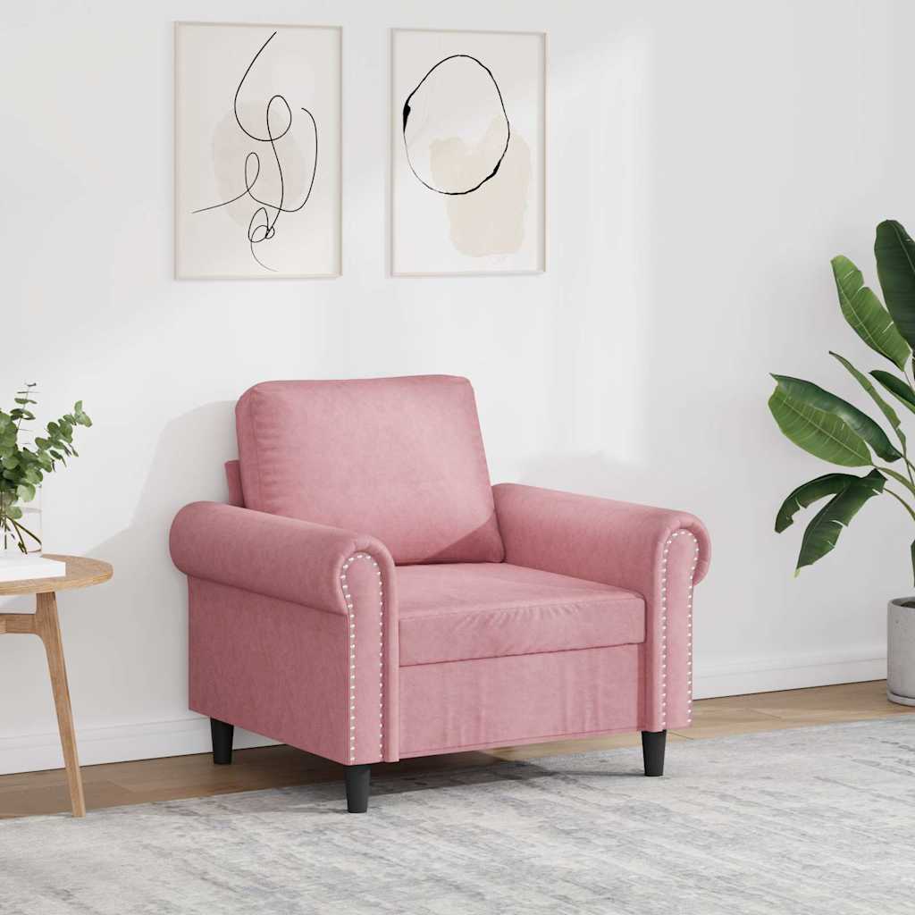 vidaXL Fotel, różowy, 60 cm, obity aksamitem