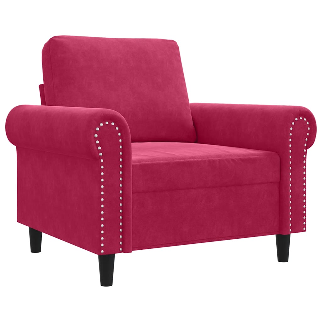 vidaXL Fotel, winna czerwień, 60 cm, obity aksamitem