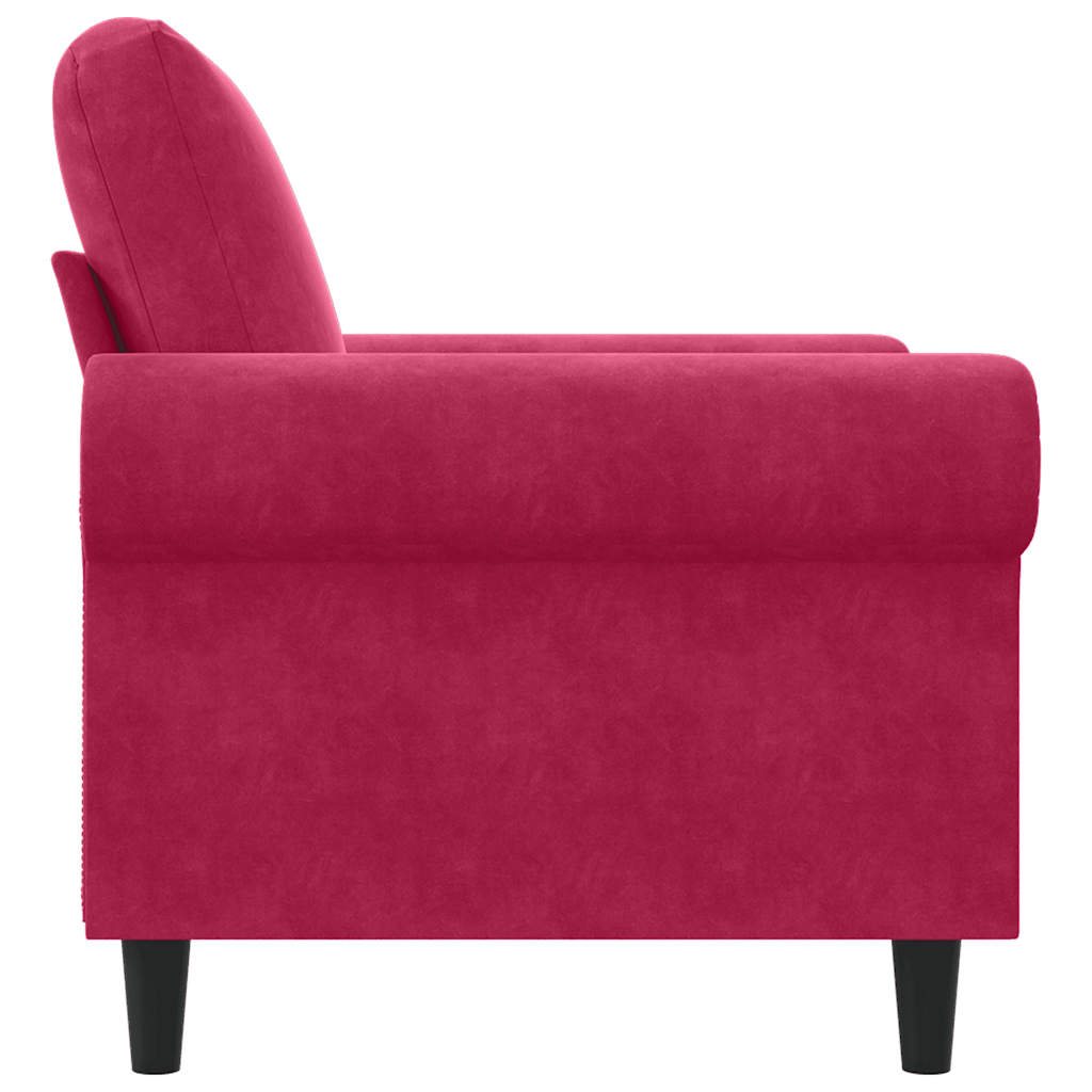 vidaXL Fotel, winna czerwień, 60 cm, obity aksamitem
