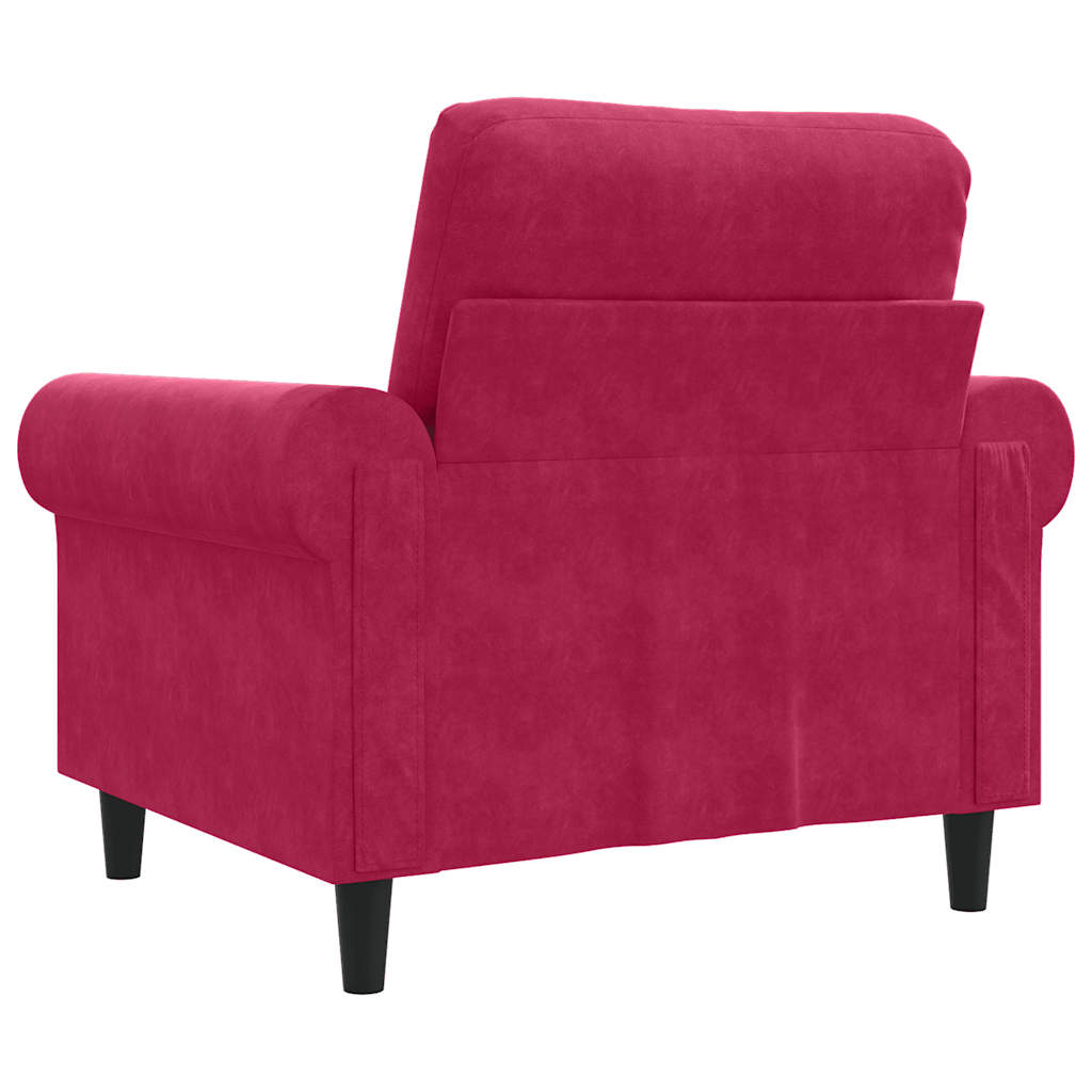 vidaXL Fotel, winna czerwień, 60 cm, obity aksamitem