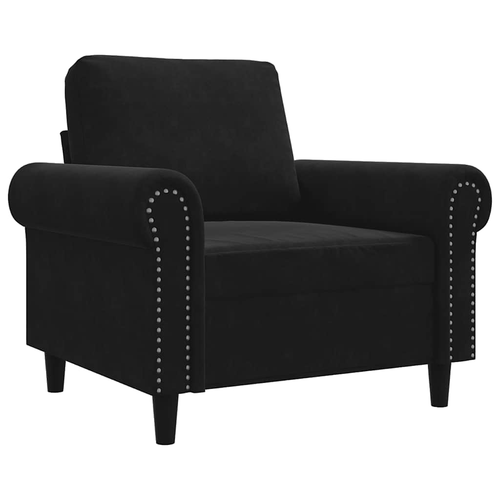 vidaXL Fotel, czarny, 60 cm, obity aksamitem
