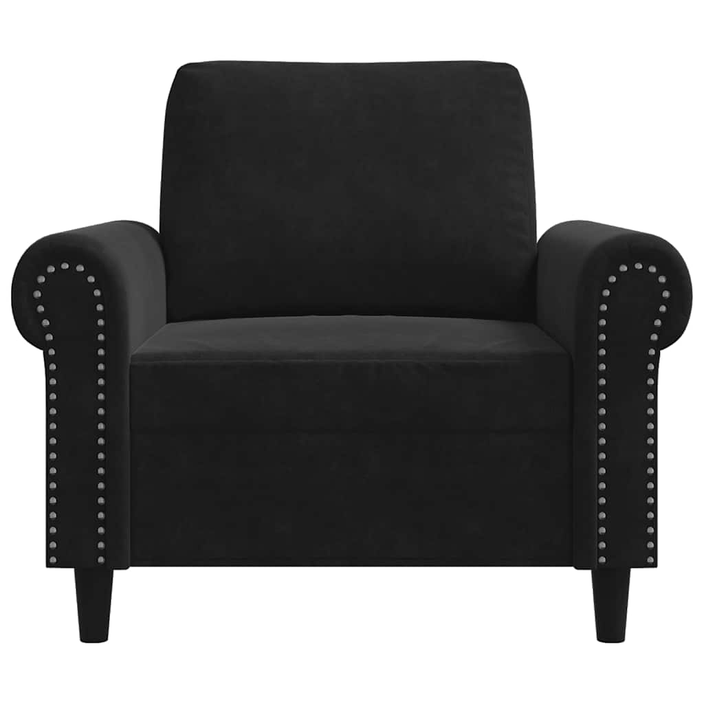 vidaXL Fotel, czarny, 60 cm, obity aksamitem