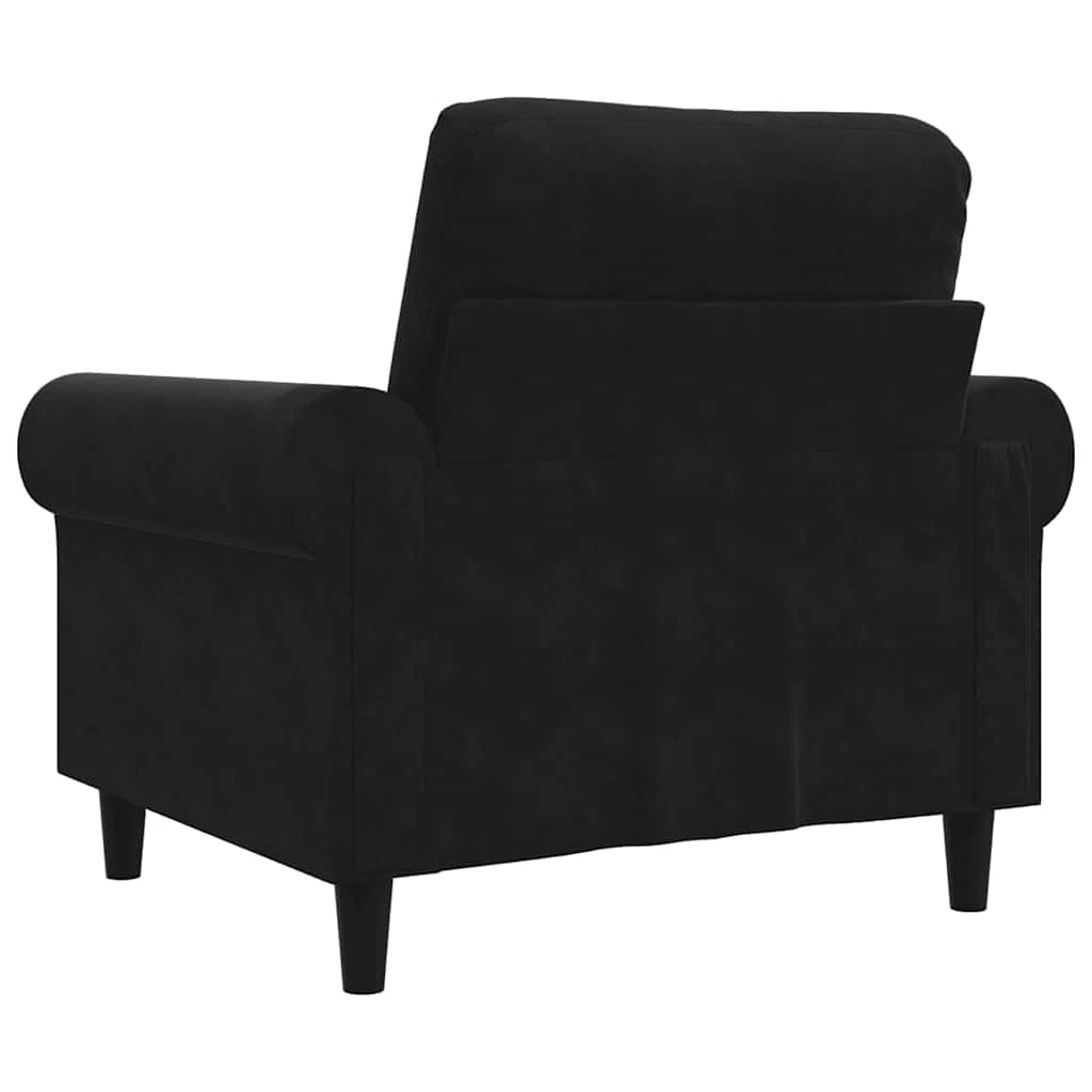 vidaXL Fotel, czarny, 60 cm, obity aksamitem