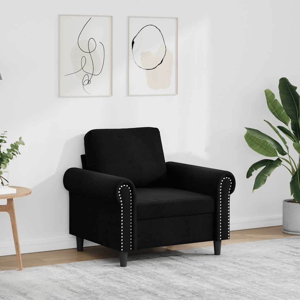 vidaXL Fotel, czarny, 60 cm, obity aksamitem